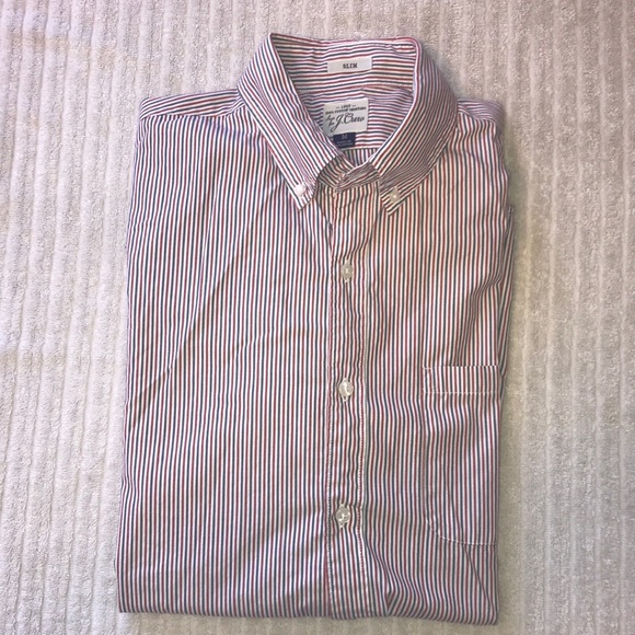 J. Crew Other - J. Crew 2 Ply Poplin dress shirt red white & blue